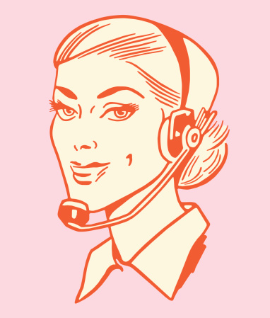 Woman Wearing Telephone Headset