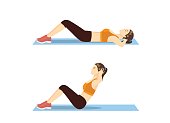 istock Woman who was fat doing sit up on mat. 848741194