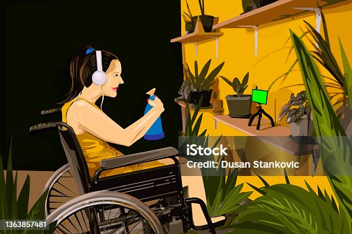istock Woman with disability on video call 1363857481