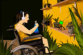 istock Woman with disability on video call 1363857481