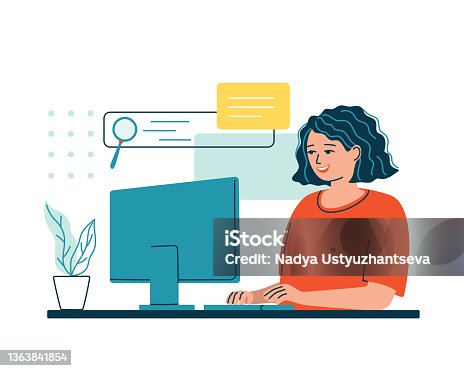 istock Woman with laptop working in internet 1363841854