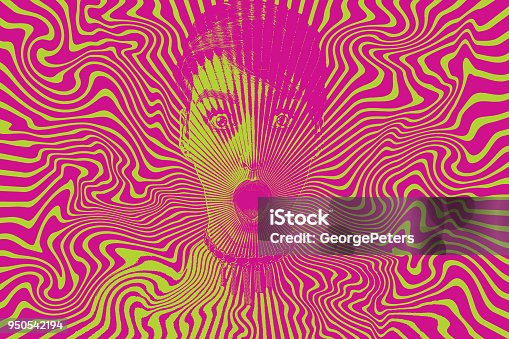 istock Woman with shocked facial expression and halftone pattern 950542194