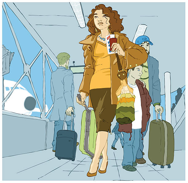 woman_at_the_airport vector art illustration