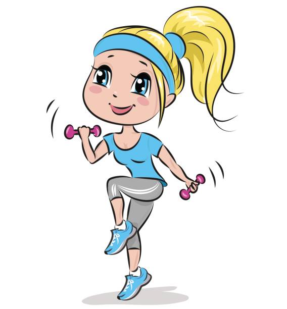 ilustrações de stock, clip art, desenhos animados e ícones de woman's aerobic exercises - steps