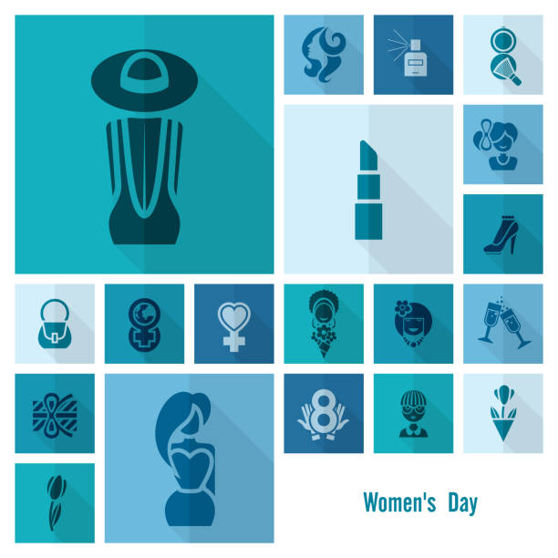 Womans Day Icon Set vector art illustration