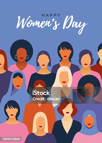 istock Women empowerment movement pattern. International Women’s day graphic in vector. 1369532860