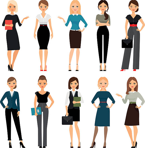 Women in office clothes Women in office clothes. Beautiful woman in business clothes. Vector illustration dress stock illustrations