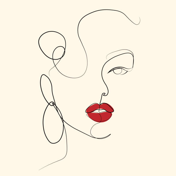 Women line art Abstract elegant women vector image, beauty or fashion logo on black background beautiful woman stock illustrations