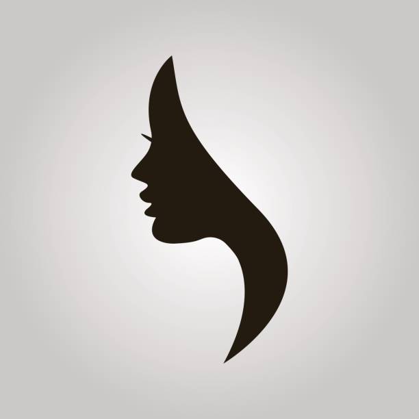 Women profile silhouette on the grey background Women profile silhouette on the grey background eye silhouettes stock illustrations