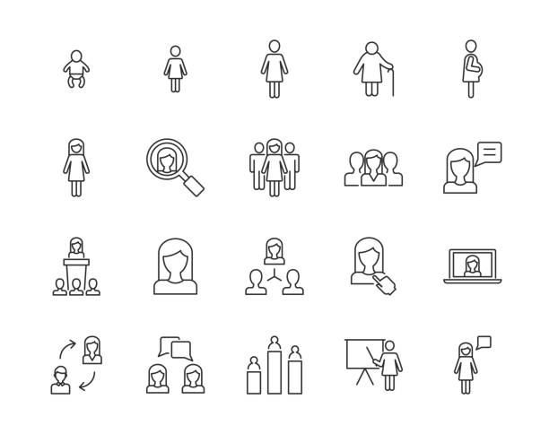 Women vector icons Women vector icons pregnant symbols stock illustrations