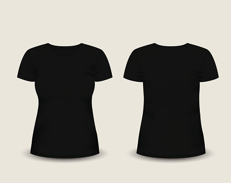 Download Womens Black Tshirt Short Sleeve Vector Template Stock ...