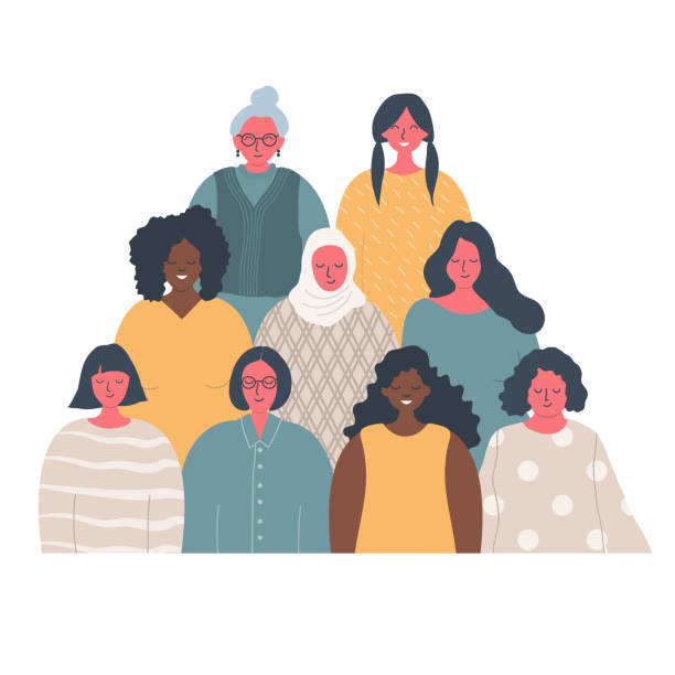Women's community. Female solidarity. International Women's Day concept vector art illustration