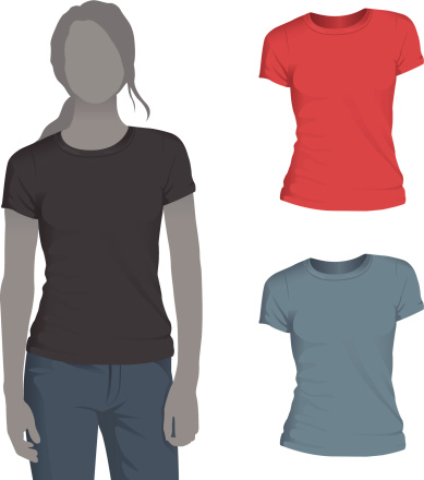 Women's Crewneck T-Shirt Mockup Template