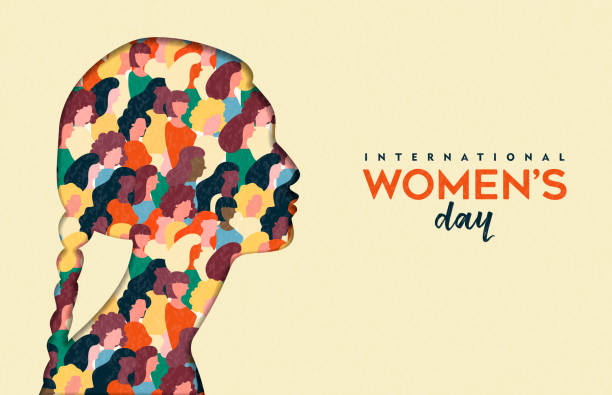 stockillustraties, clipart, cartoons en iconen met women's day 8e maart indiase vrouw head card - womens day