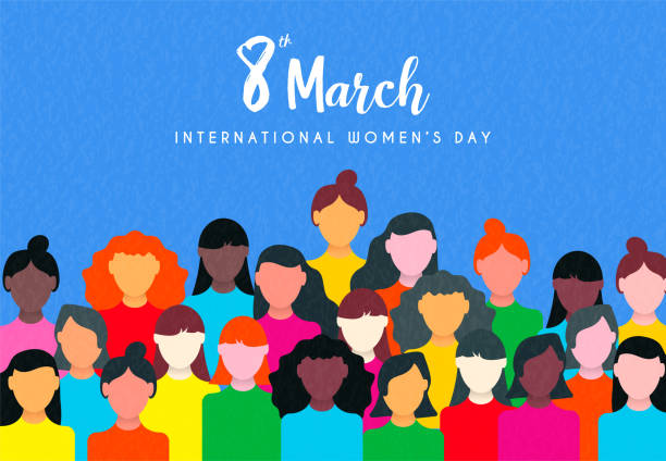 illustrations, cliparts, dessins animés et icônes de carte de jour de femmes de groupe social diversifié de femme - international womens day