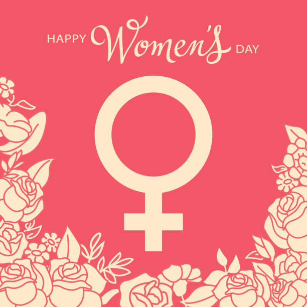 stockillustraties, clipart, cartoons en iconen met vrouwendag gender symbool & rozen - womens day poster