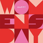 istock Women's Day greeting card with geometric typography. 1367983558