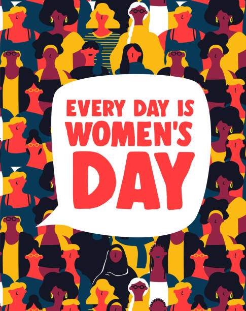 stockillustraties, clipart, cartoons en iconen met women's day is elke dag poster van de vrouw groep - womens day poster