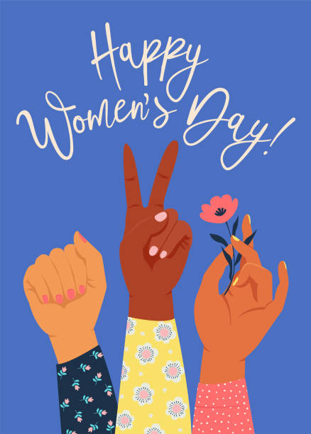 stockillustraties, clipart, cartoons en iconen met women's hand met haar vuist opgewekt. girl power. feminisme concept. - womens day