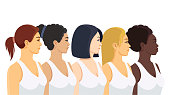 Women's Health design. Multi-ethnic group of women. Femininity concept.