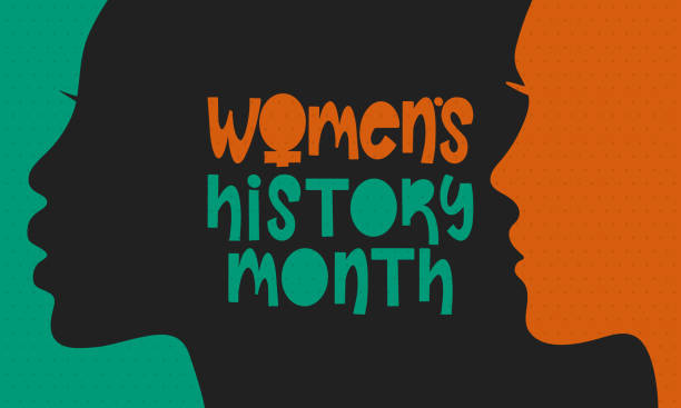 여성 역사의 달. 3월에 매년 축하하여 여성의 역사에 대한 공헌을 기념합니다. 여성 기호입니다. 여성의 권리. 세계에서 소녀 의 힘. 포스터, 엽서, 배너. 벡터 일러스트레이션 - 역사 stock illustrations
