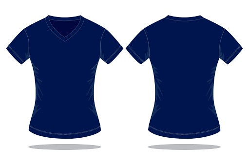 Download Womens Navy Blue Vneck Shirt Vector For Template Stock ...