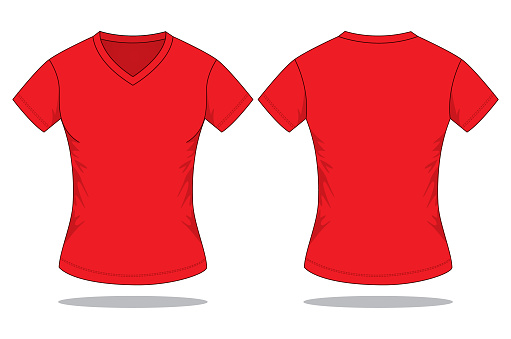Womens Red Vneck Shirt Vector For Template Stock Illustration ...