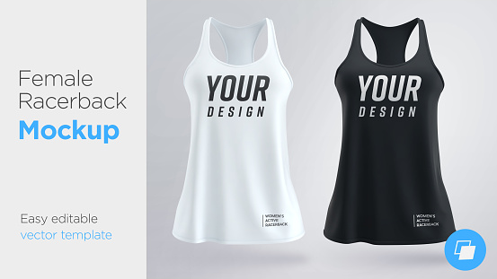 Download Womens White And Black Sleeveless Tank Top Female Active ...