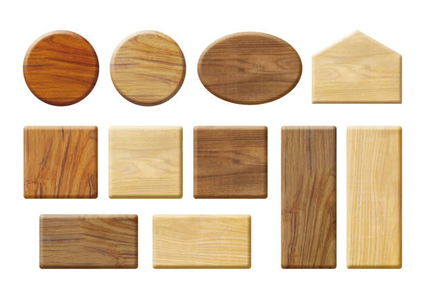 ウッドプレートセット - 木　板点のイラスト素材／クリップアート素材／マンガ素材／アイコン素材