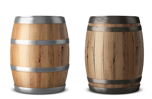 Wooden barrel realistic of isolated white background vector illustration