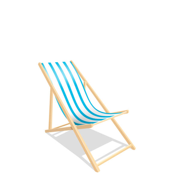Wooden Beach Chaise Longue Isolated on White Background vector art illustration