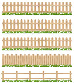 Vector Wooden fence and grass