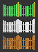 Wooden fence, seamless section. Isolated vector illustration