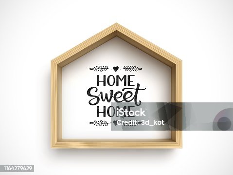 istock Wooden house frame. Real estate symbol 1164279629