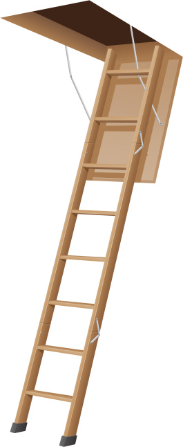 wooden ladder to the attic vector illustration