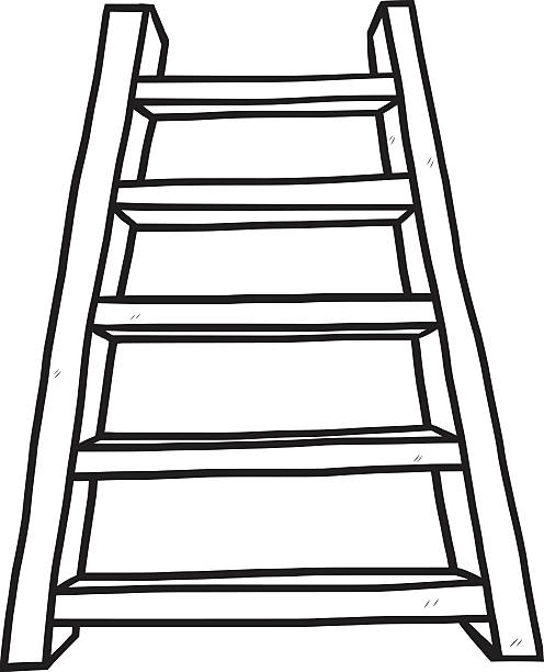 best black and white cartoon ladder illustrations royalty.