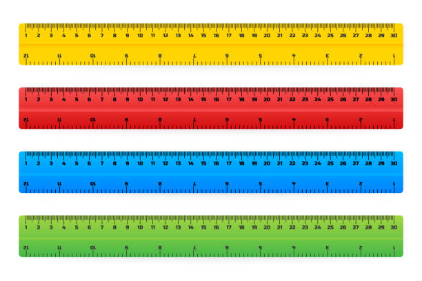 Wooden rulers 30 centimeters with shadows isolated on white. Measuring tool. School supplies. Vector illustration. Wooden rulers 30 centimeters with shadows isolated on white. Measuring tool. School supplies. Vector stock illustration. centimeter ruler stock illustrations