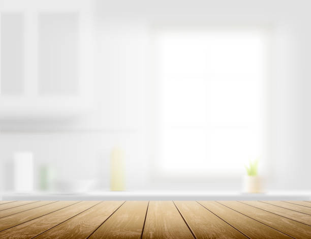 キッチンの背景に木製のテーブル - キッチン点のイラスト素材／クリップアート素材／マンガ素材／アイコン素材