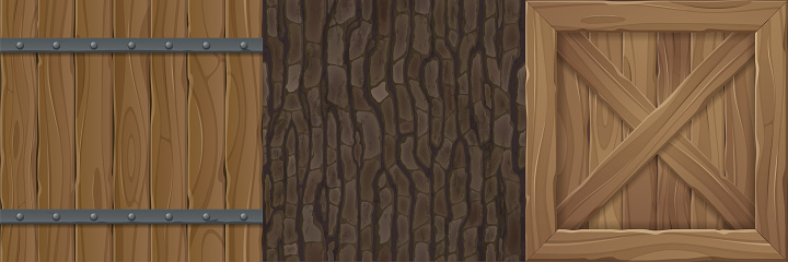 Wooden textures for game wood barrel, fence planks