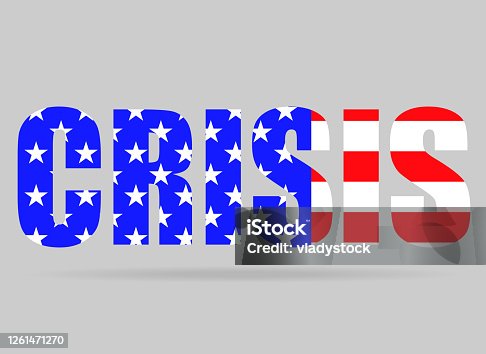 istock Word CRISIS of flag usa for your design 1261471270