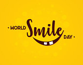 Word World Smile Day vector In flat style. Letter vector World Smile Day for element design. Vector illustration EPS.8 EPS.10