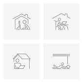 Work from home line icons,stay at home icons,vector illustration.
EPS 10.
