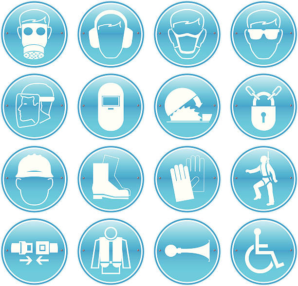 Work Safety Icons 16 different Work Safety Icons safety equipment stock illustrations