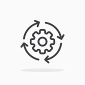 Workflow icon in line style. For your design, logo. Vector illustration. Editable Stroke.