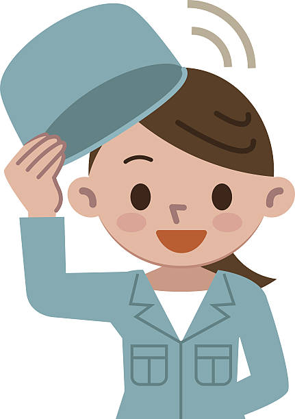 Working woman taking a hat Vector illustration.Original paintings and drawing. hats off to you stock illustrations
