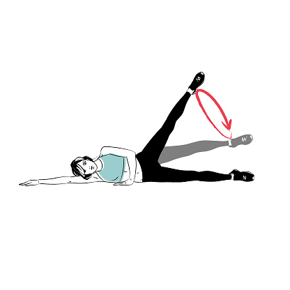 Workout Side Lying Leg Raises Rond De Abduction Stock Illustration - Download Image Now - iStock