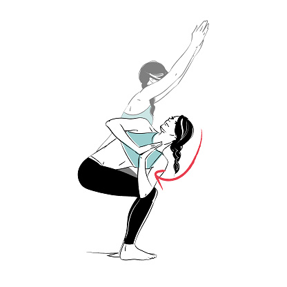 Workout Yoga Chair Pose To Twist Exercise Stock Illustration