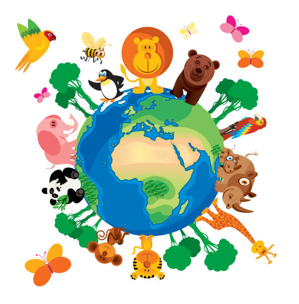 world tiere - biodiversität stock-grafiken, -clipart, -cartoons und -symbole
