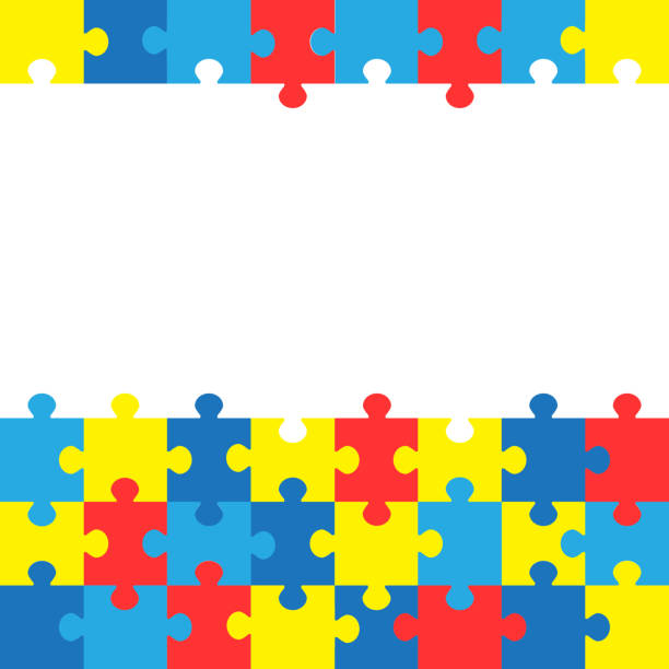 ilustrações de stock, clip art, desenhos animados e ícones de world autism awareness day. colorful puzzles vector background. symbol of autism. medical flat illustration. health care - ready mix