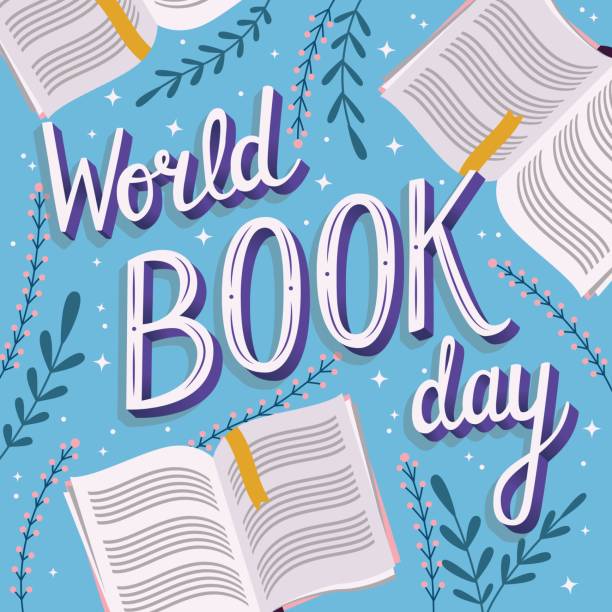 World book day, hand lettering typography modern poster design with open books, vector illustration vector art illustration